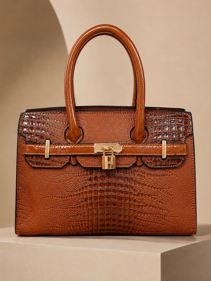Croc Luxe Lock Satchel Handbag A-072