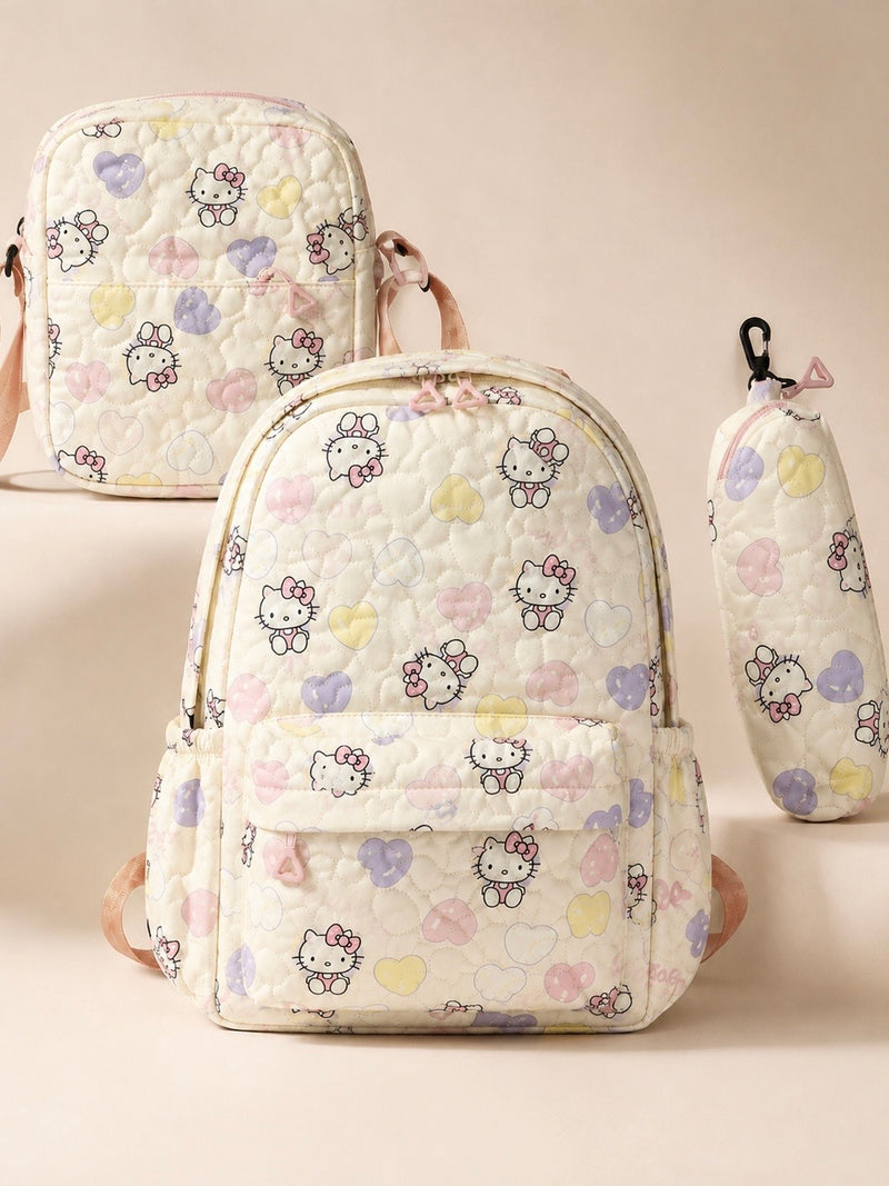 Sweetheart Quilted 3-Piece Kids Backpack Set A-055