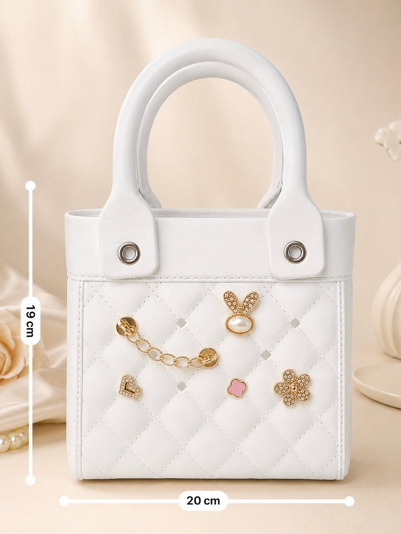 Charm Detail Quilted Mini Handbag A063
