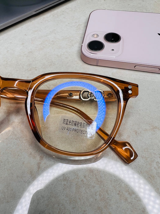 Ladies Oval Screw Detail Anti-Blue Light Eyeglasses