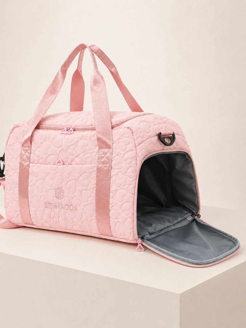 SENMAODA Heart Quilted Weekend Duffel Bag A-057