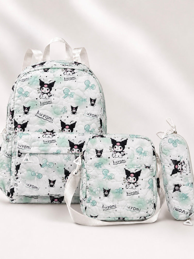 Kuromi Cutie Quilted 3-Piece Kids Backpack Set A-056
