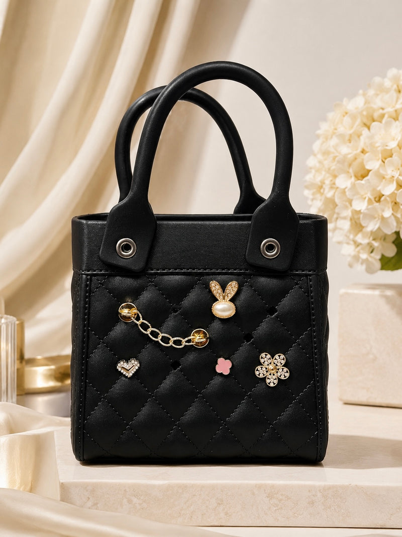 Charm Detail Quilted Mini Handbag A063