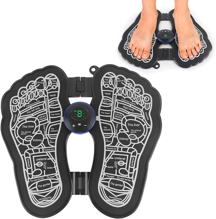 Vive Ems Foot Massager Pain Relief Wireless Electric EMS Massage Machine, Rechargeable Portable Folding Automatic with 8 Mode19 Intensity for Legs,Body, Hand Therapy