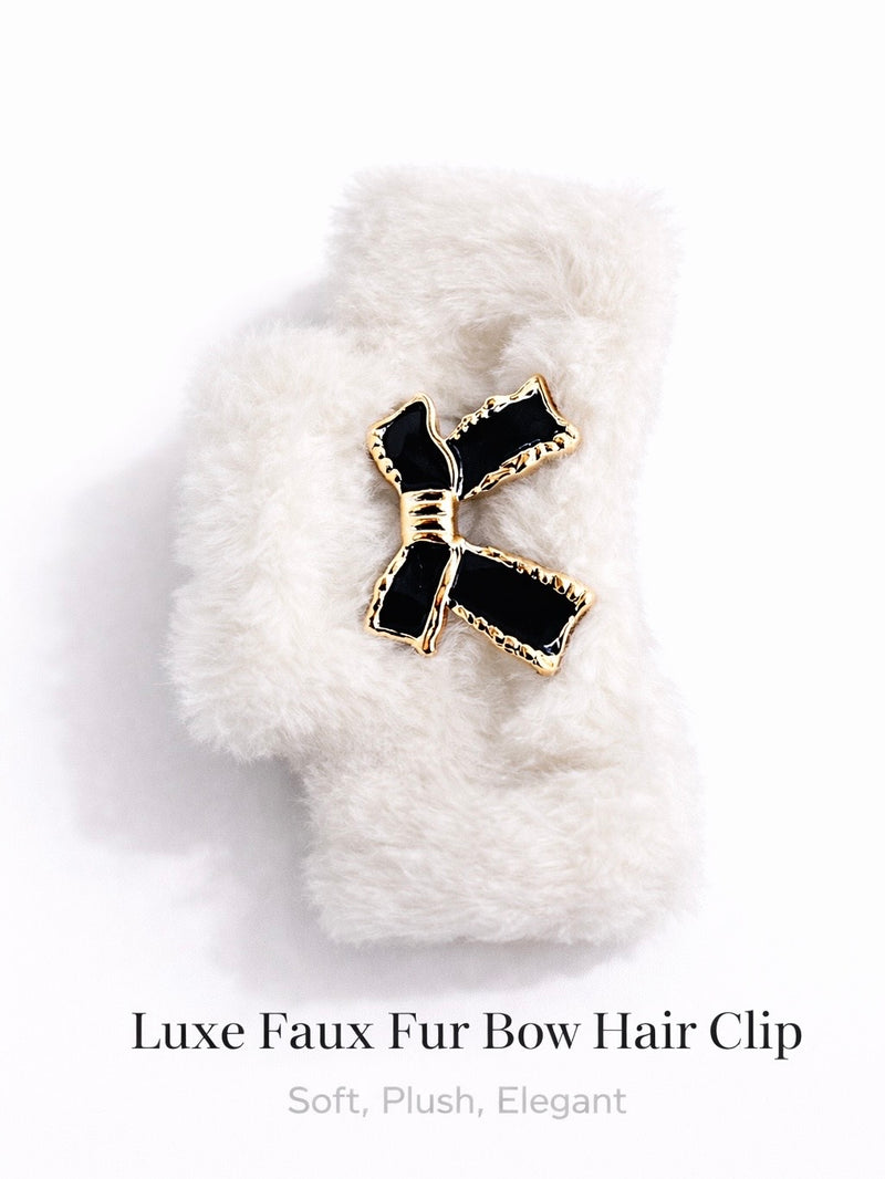 Fuzzy Bow Luxe Claw Clip 3058-6