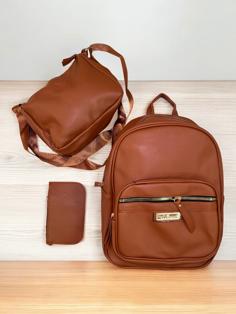 3-Piece Backpack, Shoulder Bag, and Pouch Set A0973