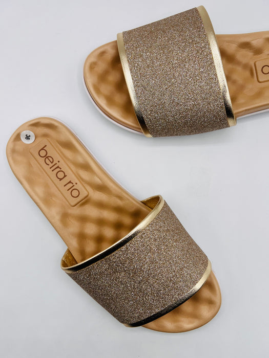 Beira Rio Ladies Comfort Shiny-Strap Slides