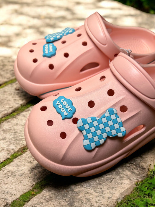 Trendy Slip-On Crocs with Checkerboard Charm and “Love You” Accent