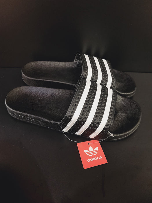 Adidas Striped Textured-Pattern Strap Slides