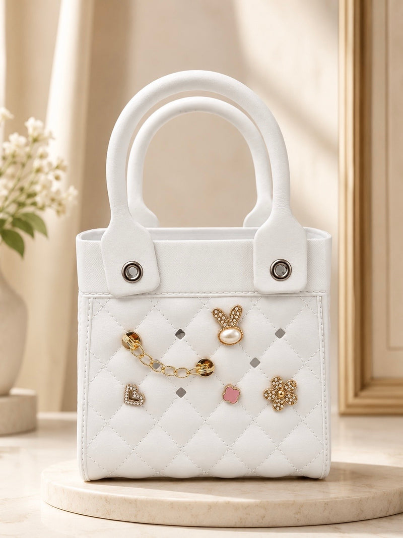 Charm Detail Quilted Mini Handbag A063