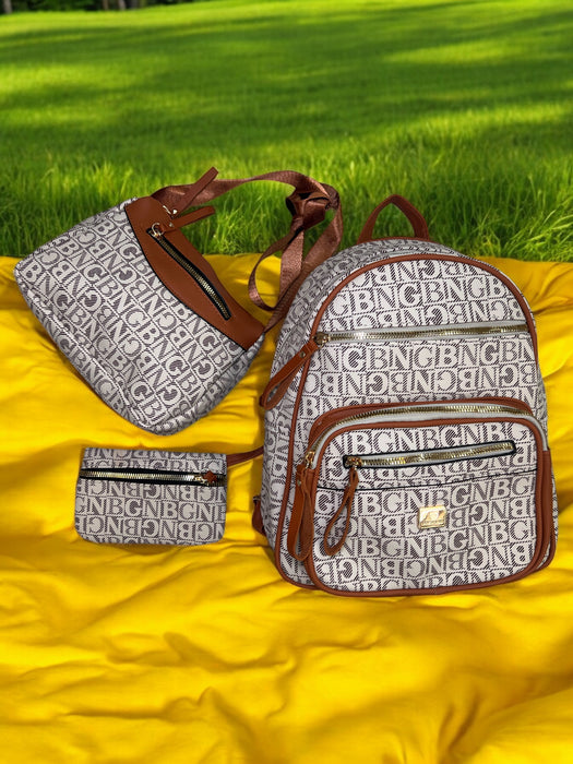 Monogram 3-Piece Backpack by GRENOBIL- A5264