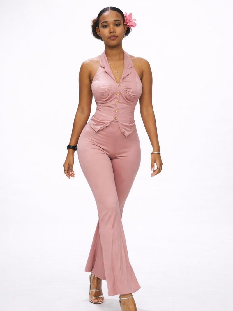 Chic Muse Halter Top & Flare Pants Set AH15