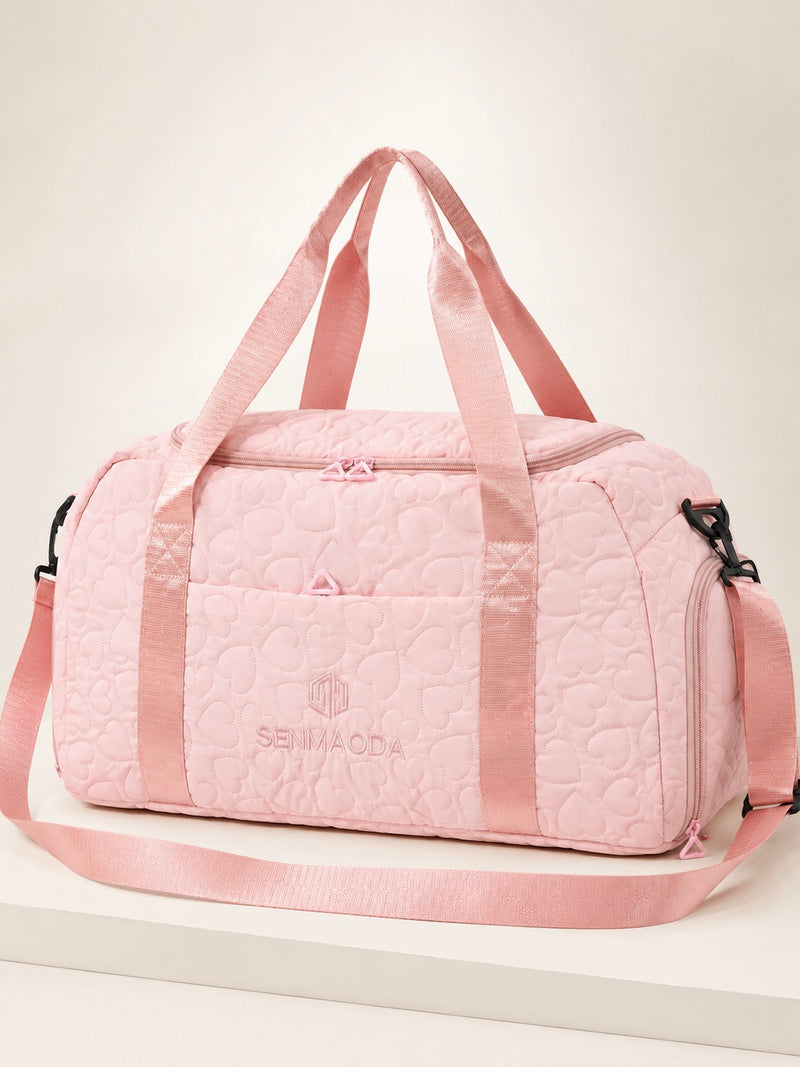 SENMAODA Heart Quilted Weekend Duffel Bag A-057