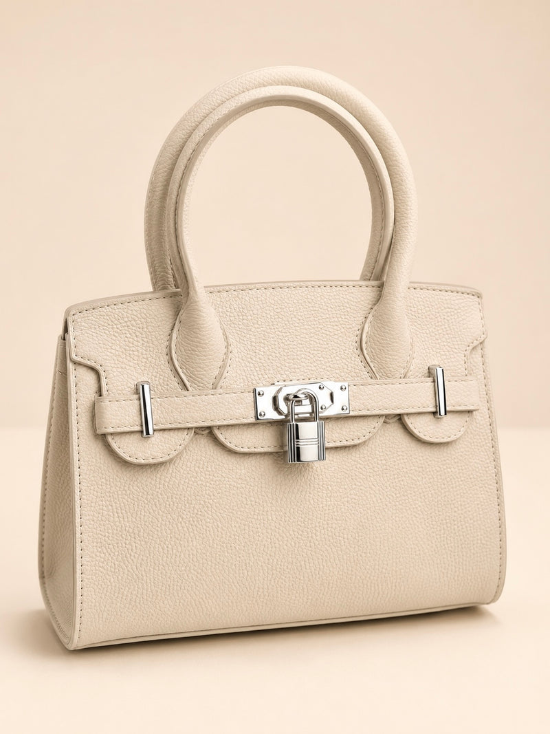 Elegant Lock Detail Structured Mini Handbag A-069