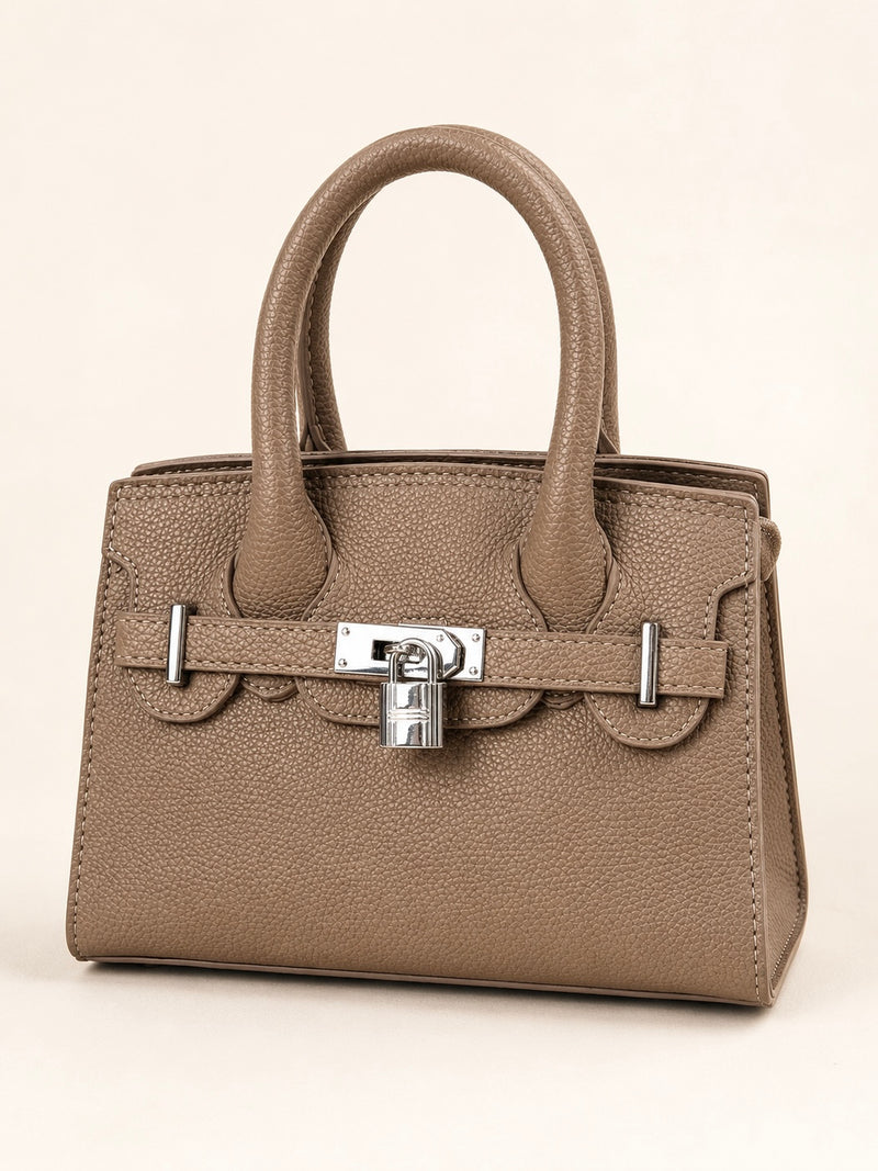Elegant Lock Detail Structured Mini Handbag A-069