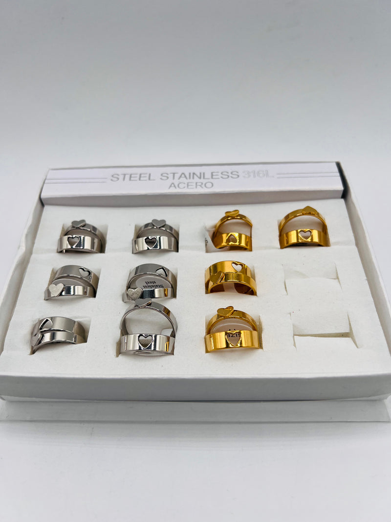 Heart Symbol Fashionable Stainless Steel Ring Set