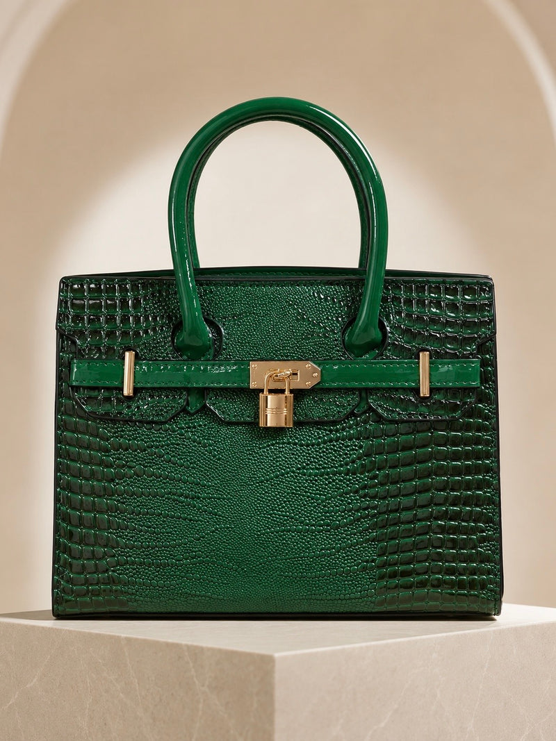 Croc Luxe Lock Satchel Handbag A-072