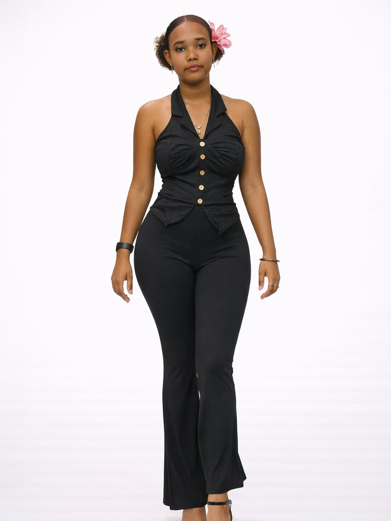 Chic Muse Halter Top & Flare Pants Set AH15