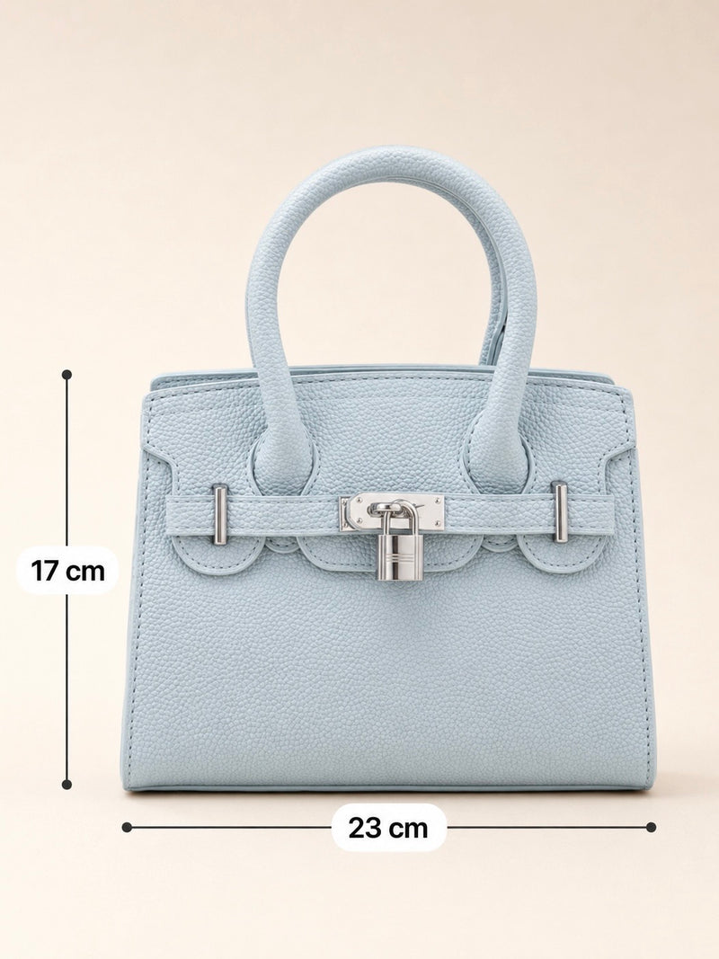 Elegant Lock Detail Structured Mini Handbag A-069
