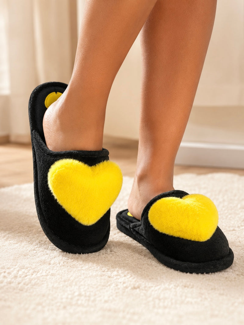 Cozy Heart Plush House Bedroom Slippers A-094