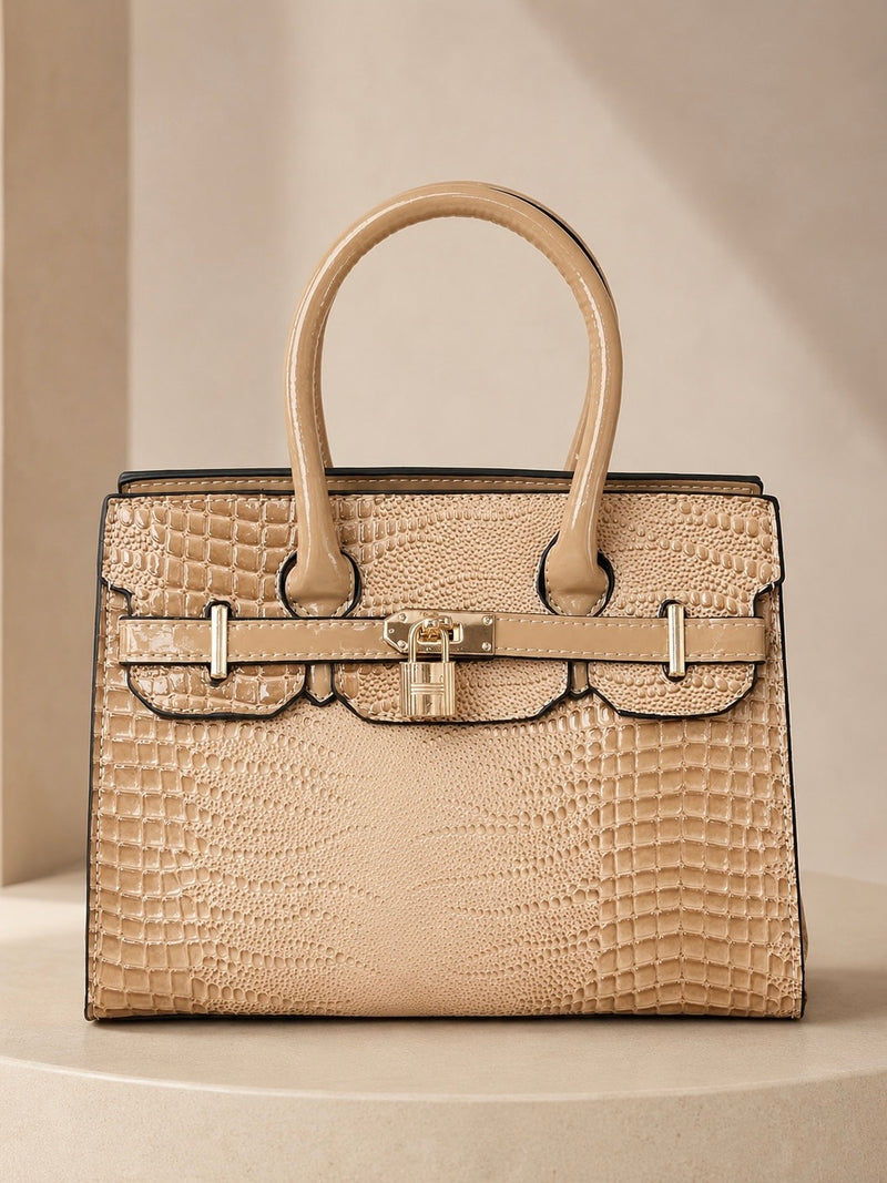 Croc Luxe Lock Satchel Handbag A-072