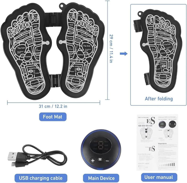 Vive Ems Foot Massager Pain Relief Wireless Electric EMS Massage Machine, Rechargeable Portable Folding Automatic with 8 Mode19 Intensity for Legs,Body, Hand Therapy