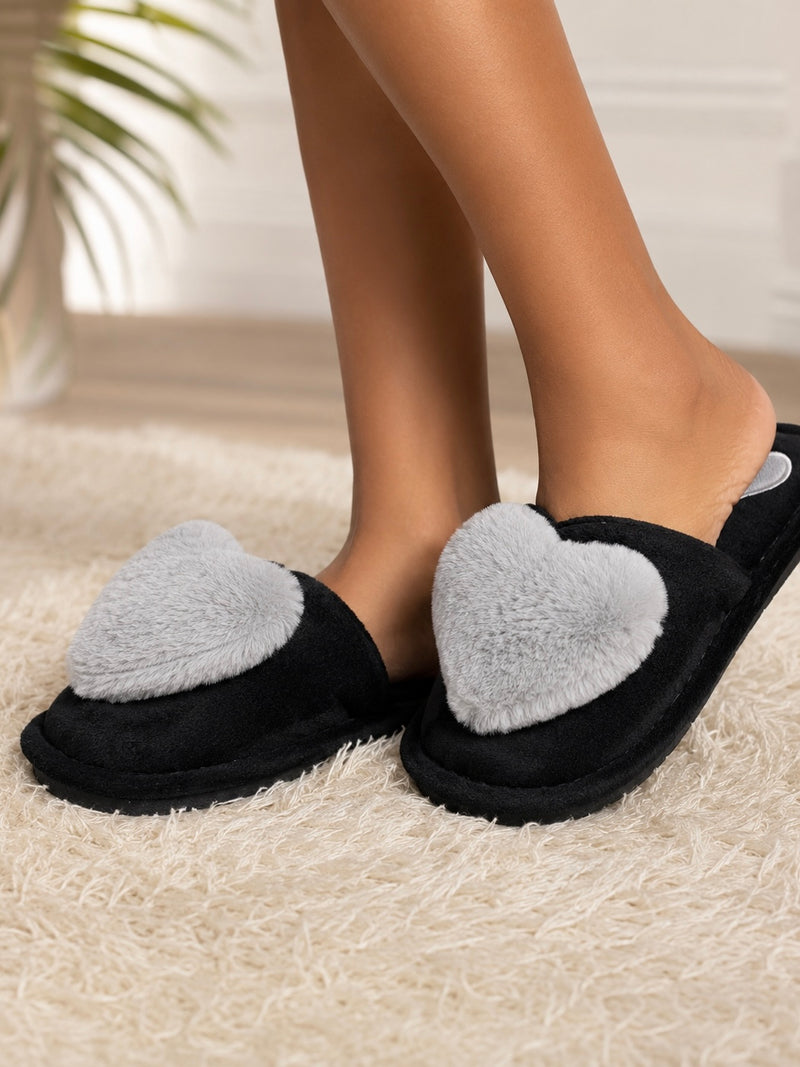 Cozy Heart Plush House Bedroom Slippers A-094