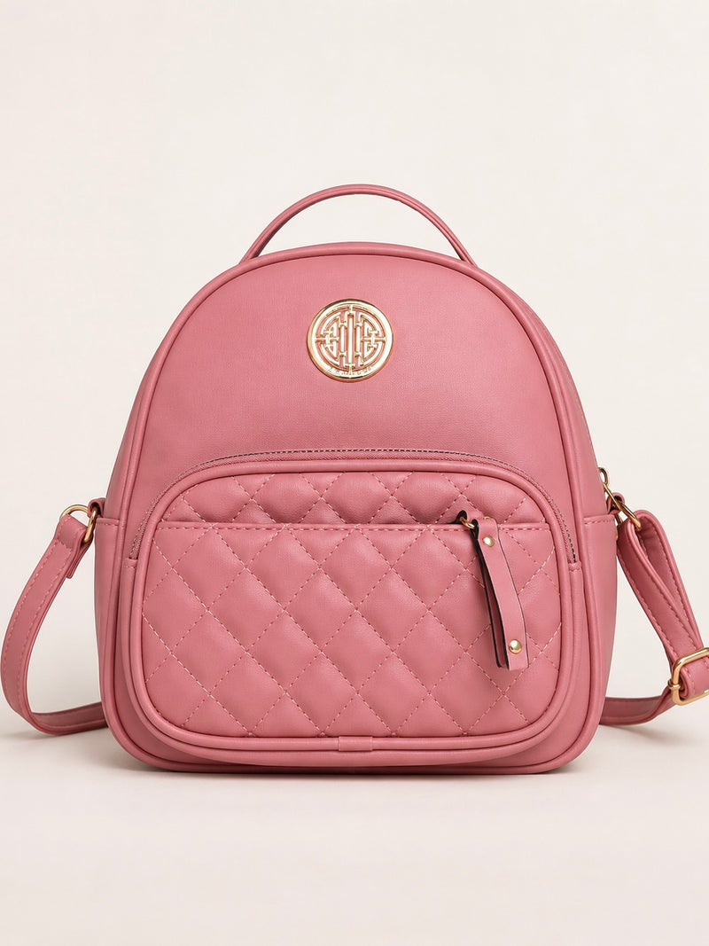 Rose Quilted Charm Backpack – Casual Luxe for Everyday E60-15