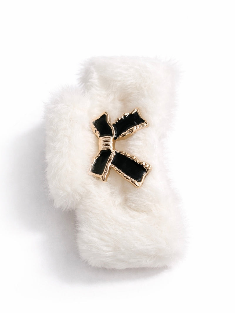 Fuzzy Bow Luxe Claw Clip 3058-6