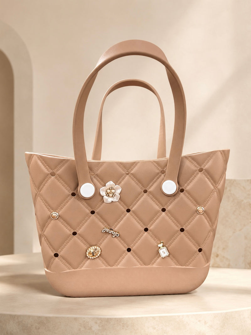 Charmed Quilted Rubber Tote Bag A066