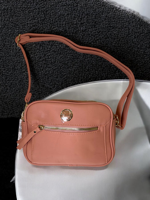 Blush Pink Gold Accent Crossbody Bag