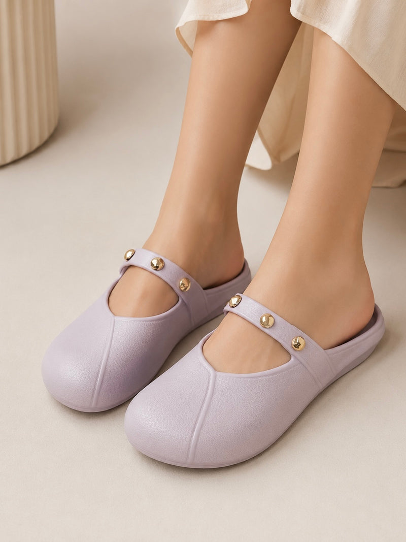 Studded Strap Comfort Mule Clogs A-020