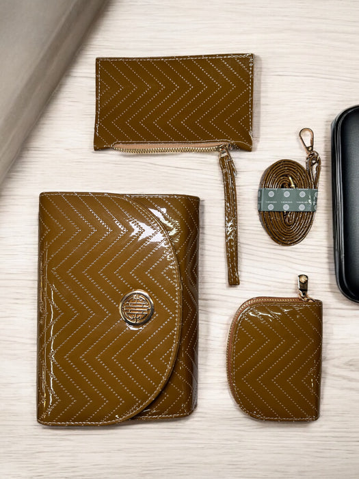 Grenobil 3-Piece Chevron Glossy Wallet Set D-3837