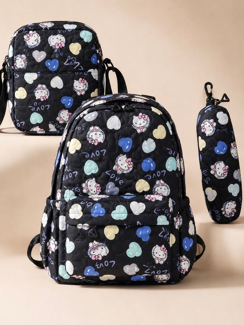 Sweetheart Quilted 3-Piece Kids Backpack Set A-055