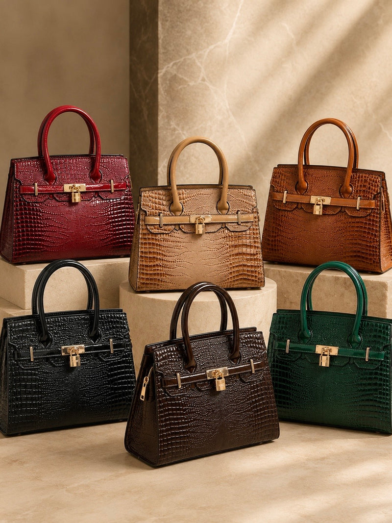Croc Luxe Lock Satchel Handbag A-072
