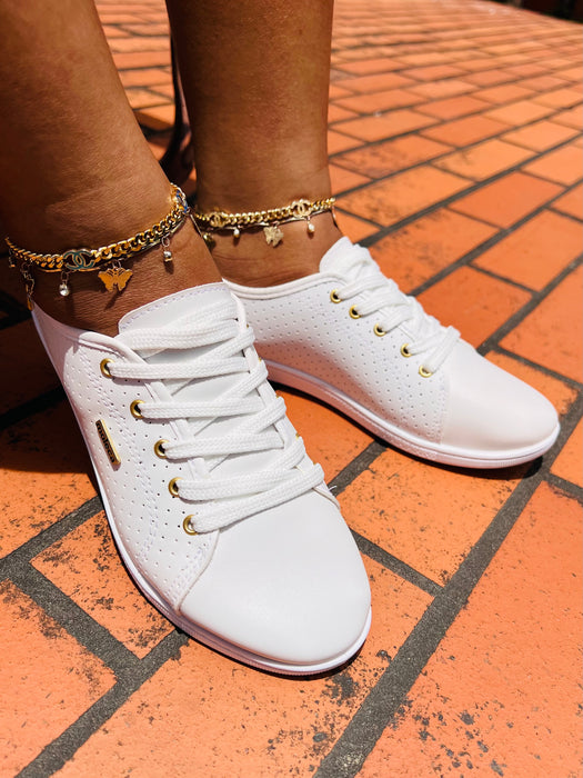 Moleca Perforated Comfort Lace Up Tennis Shoes