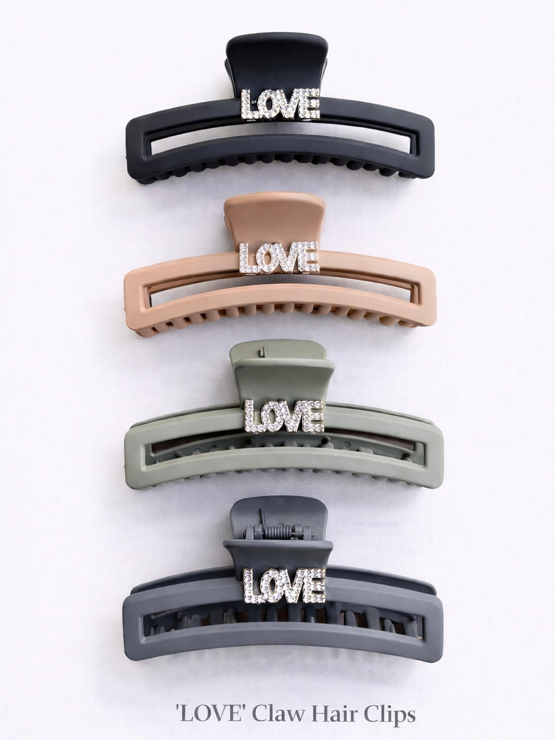 Juxing “LOVE” Crystal Claw Hair Clip 3058-8