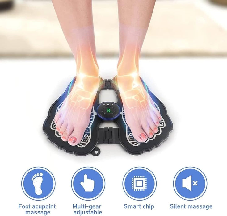 Vive Ems Foot Massager Pain Relief Wireless Electric EMS Massage Machine, Rechargeable Portable Folding Automatic with 8 Mode19 Intensity for Legs,Body, Hand Therapy