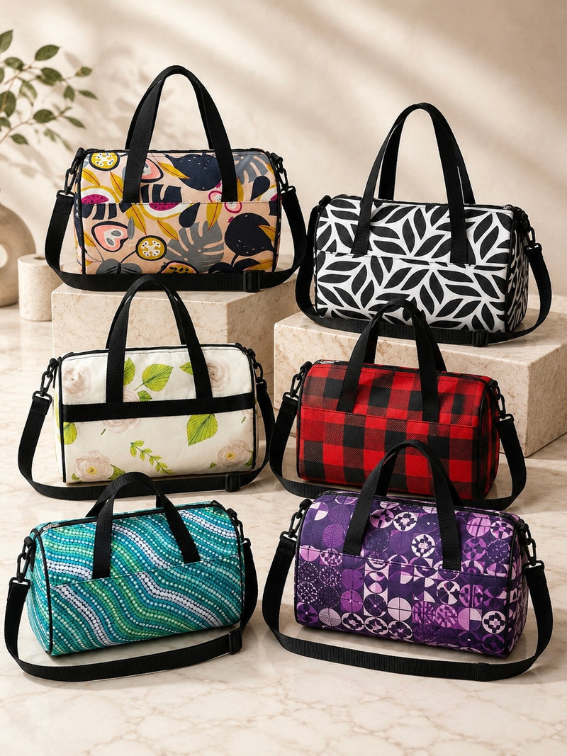 Printed Multi-Purpose Barrel Duffel Bag