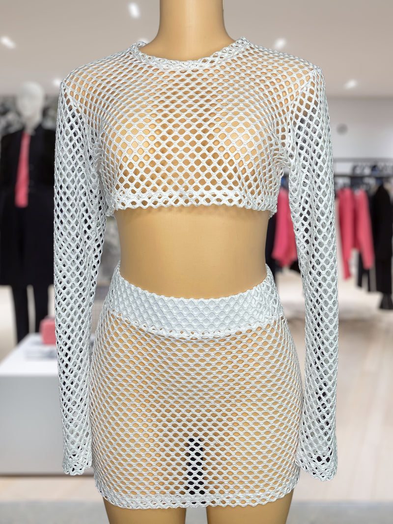 O-Ring Cutout Drawstring Front Crochet Cover Up Without Panty