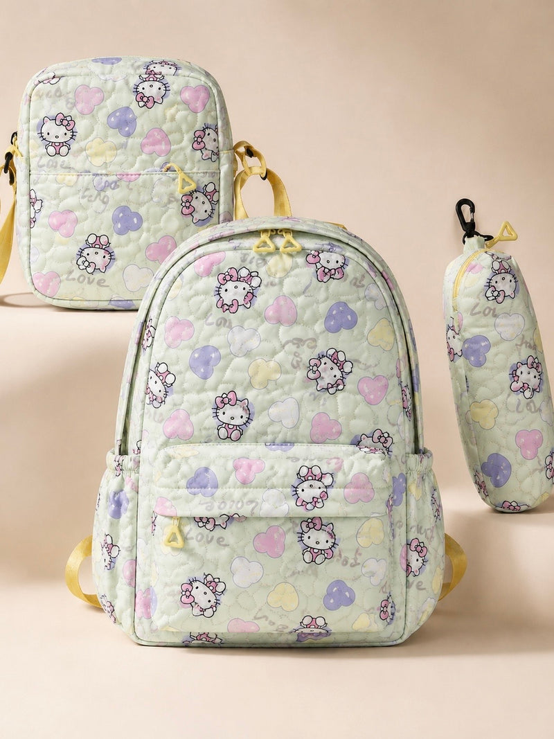 Sweetheart Quilted 3-Piece Kids Backpack Set A-055