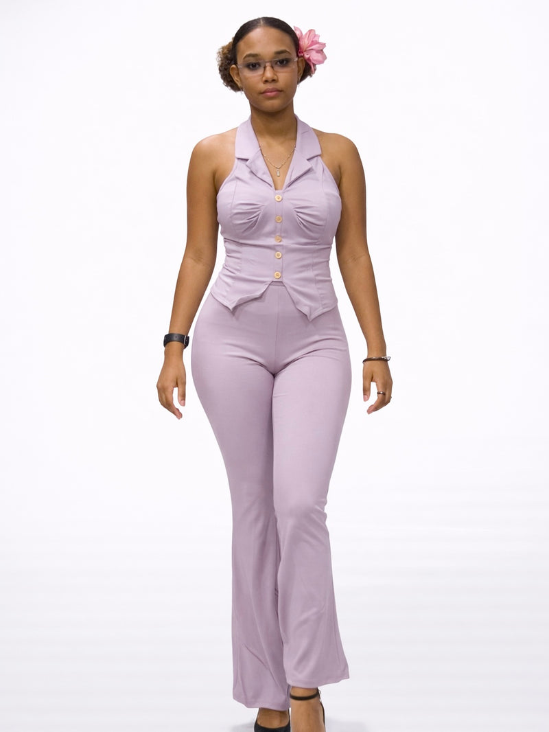 Chic Muse Halter Top & Flare Pants Set AH15