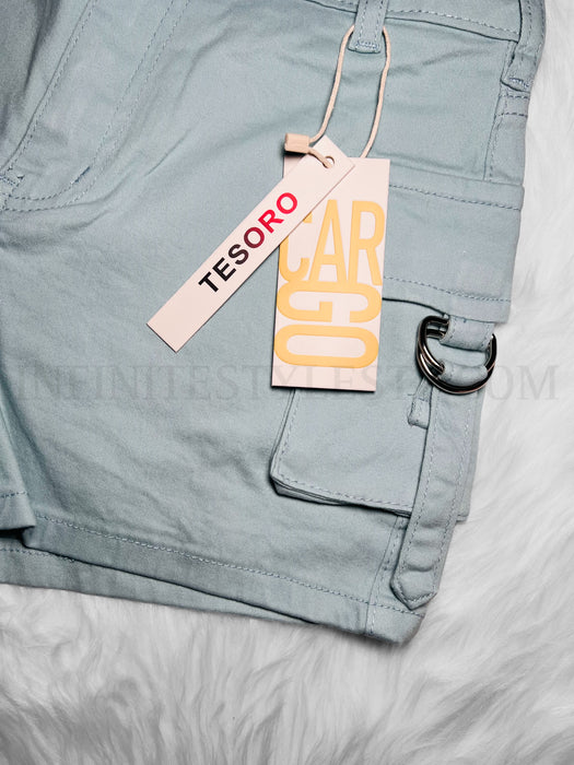 Tesoro Cargo Essnce Flap Pocket Side Denim Shorts