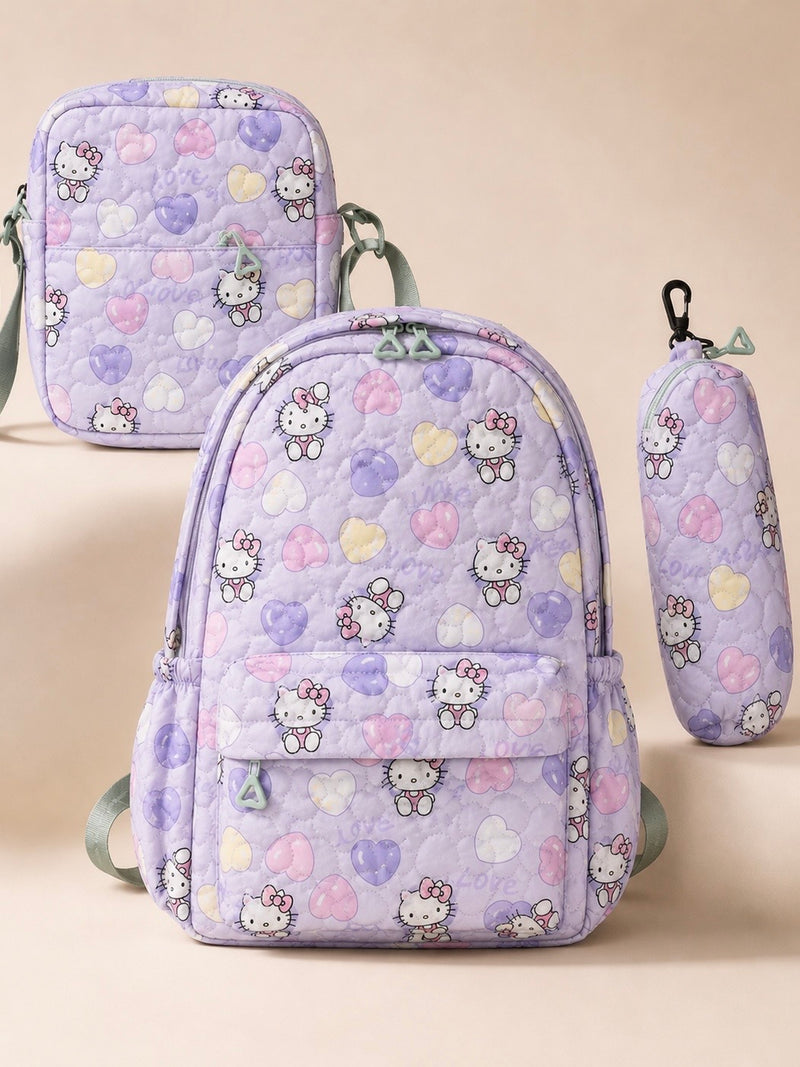 Sweetheart Quilted 3-Piece Kids Backpack Set A-055