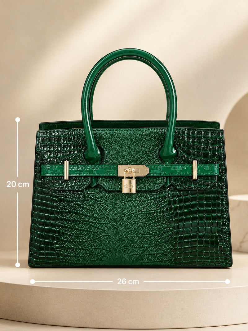 Croc Luxe Lock Satchel Handbag A-072