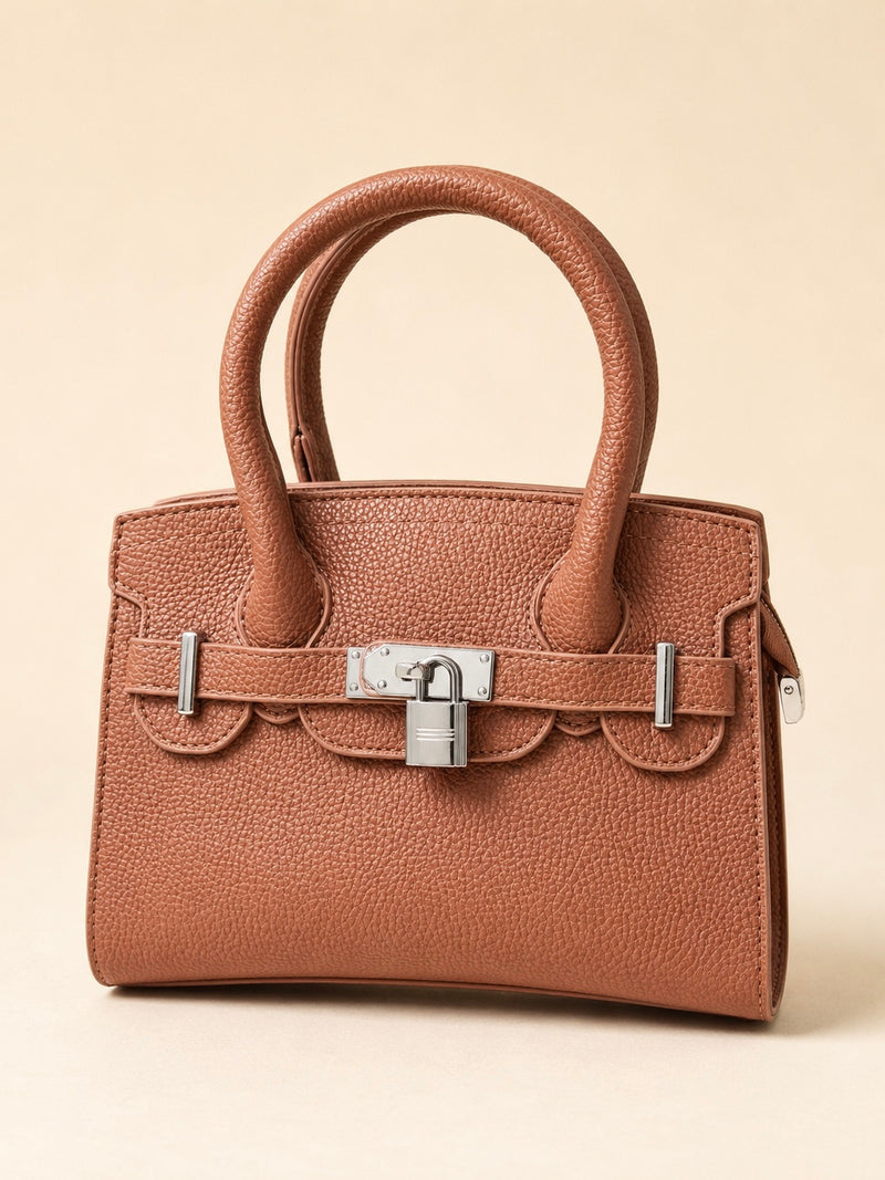 Elegant Lock Detail Structured Mini Handbag A-069