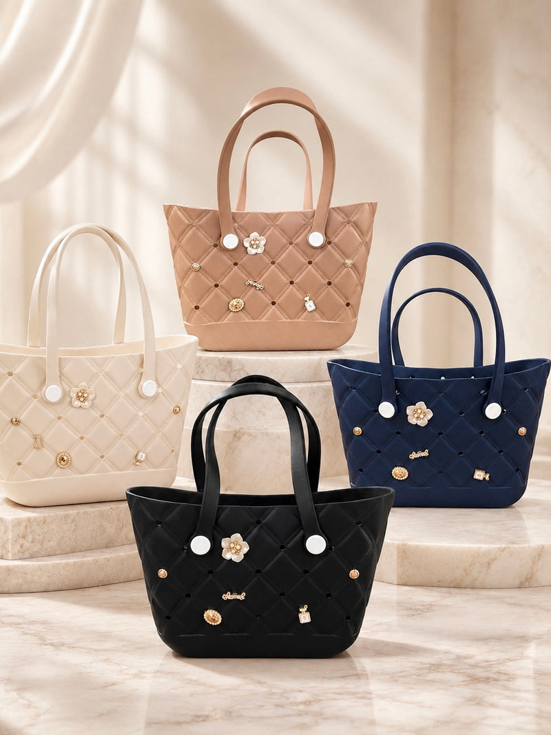 Charmed Quilted Rubber Tote Bag A066