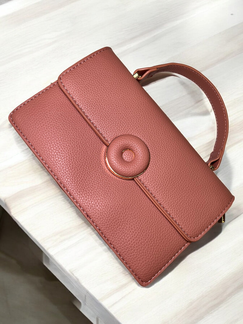 Elegant Black Top Handle Handbag B7713