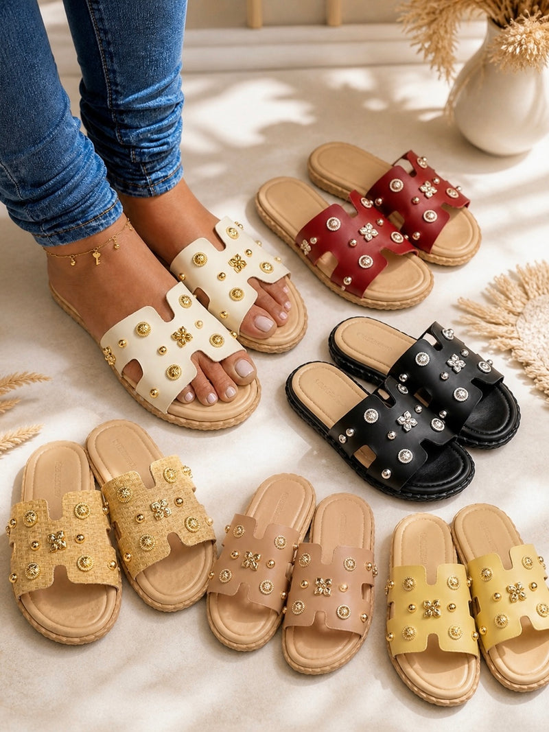 Moleca Luxe Studded Slide Sandals 5452.254