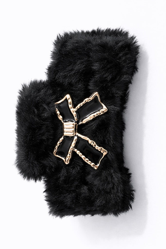 Fuzzy Bow Luxe Claw Clip 3058-6